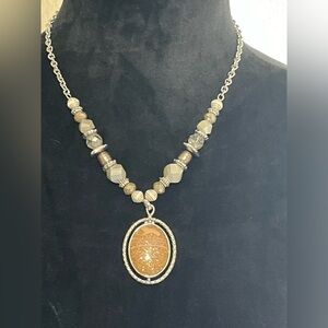 Lovely CHICO’S Silver Beaded Pendant Necklace - NWT